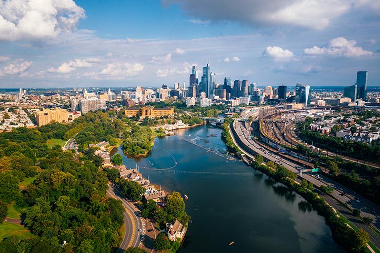 Philadelphia skyline and river
